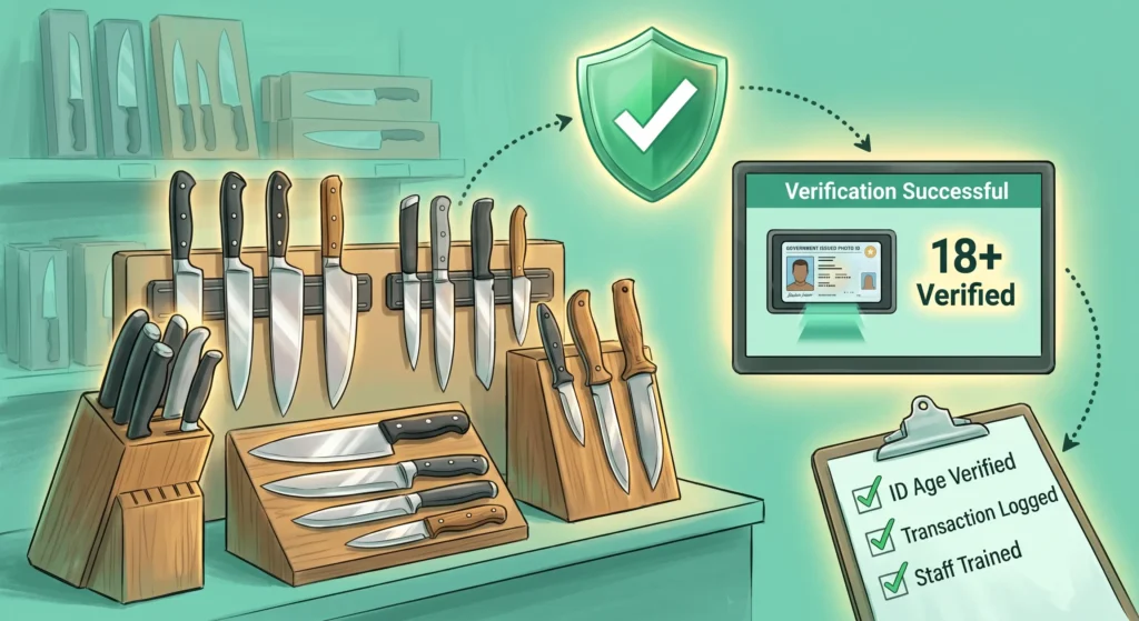 Knife Retail Age Verification Compliance Illustration